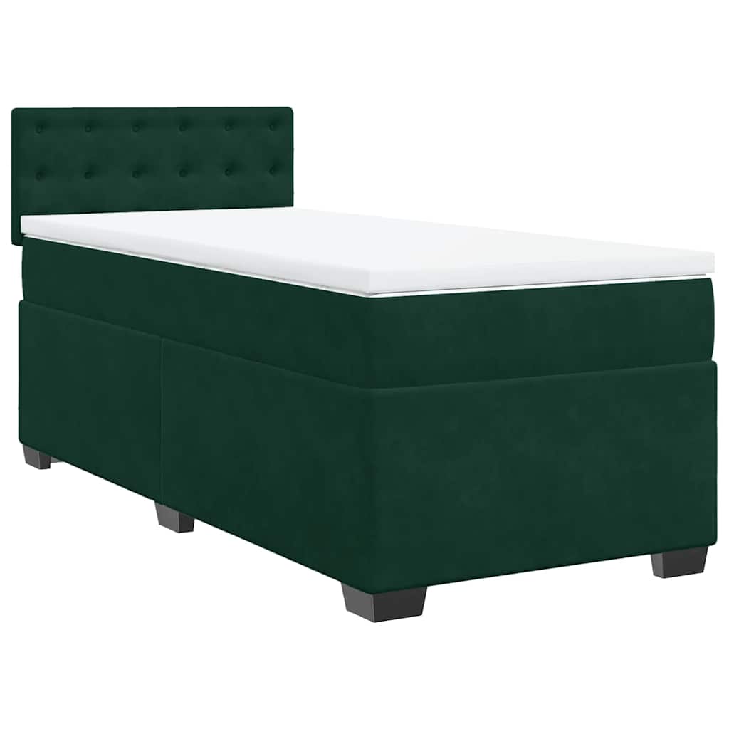 Boxspring met matras fluweel donkergroen 100x200 cm is nu te koop bij PeponiXL, paradijselijk wonen!
