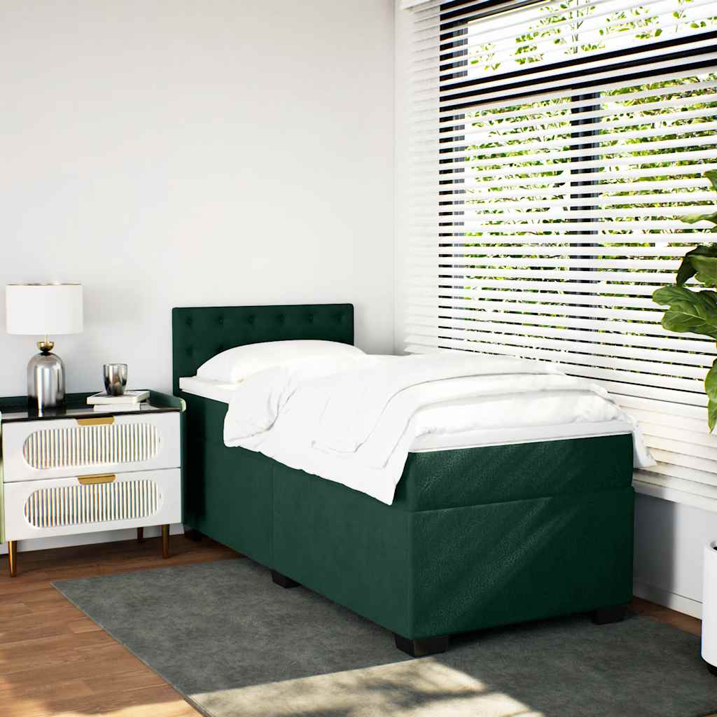 Boxspring met matras fluweel donkergroen 100x200 cm is nu te koop bij PeponiXL, paradijselijk wonen!