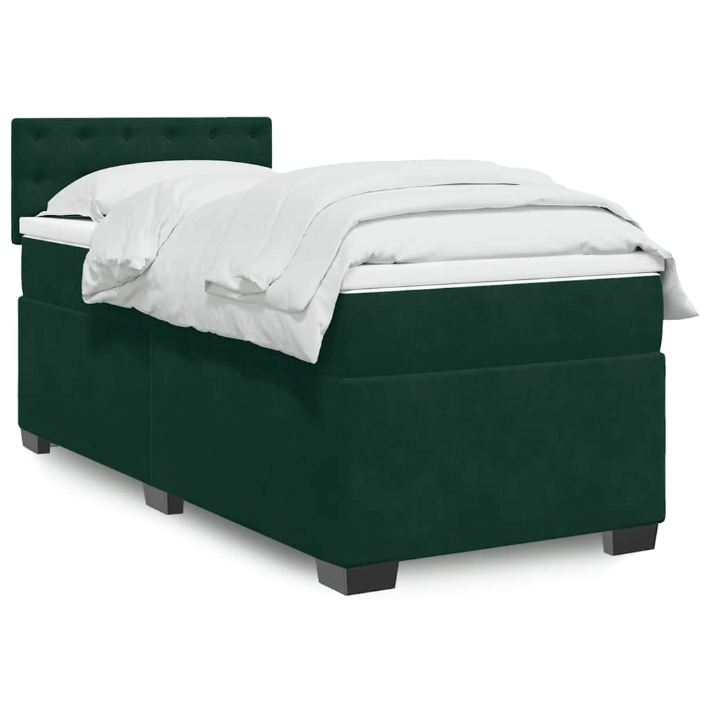 Boxspring met matras fluweel donkergroen 100x200 cm is nu te koop bij PeponiXL, paradijselijk wonen!