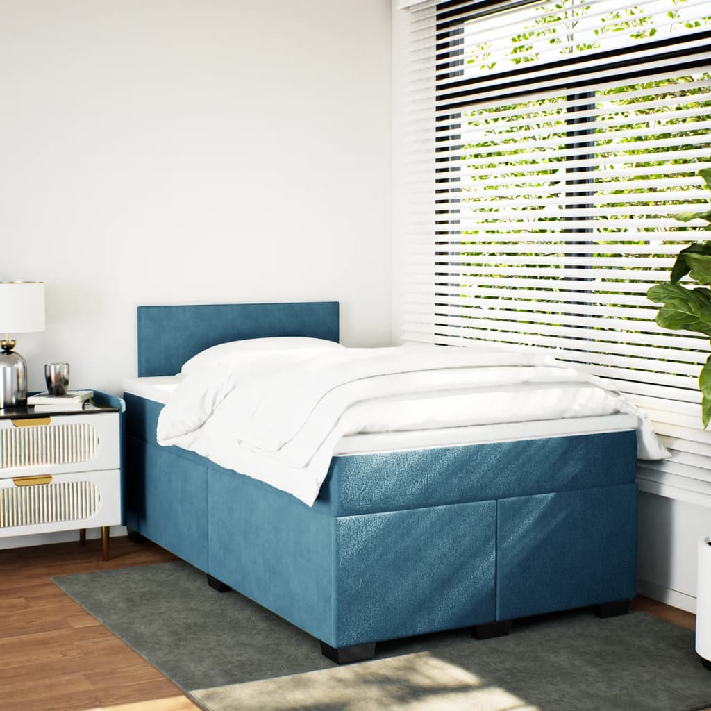 Boxspring met matras fluweel blauw 120x190 cm is nu te koop bij PeponiXL, paradijselijk wonen!