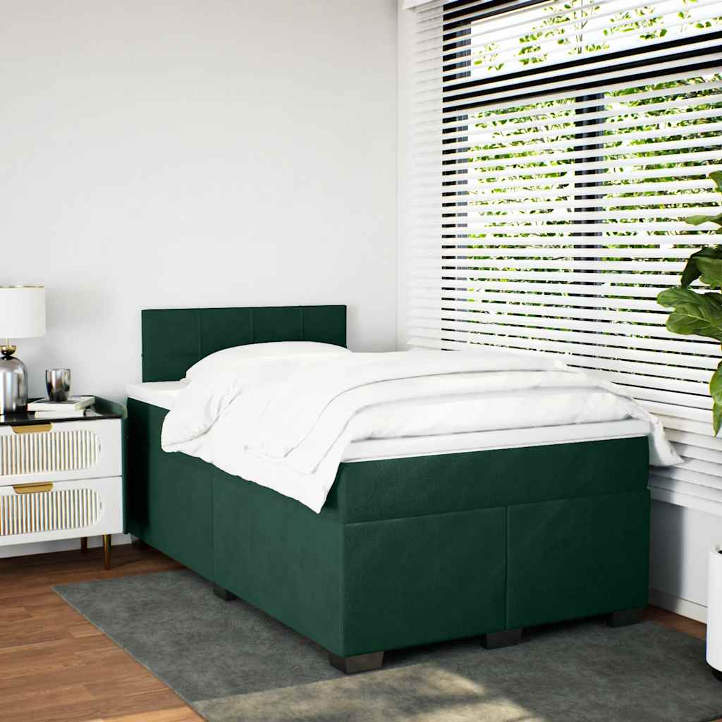 Boxspring met matras fluweel donkergroen 120x190 cm is nu te koop bij PeponiXL, paradijselijk wonen!