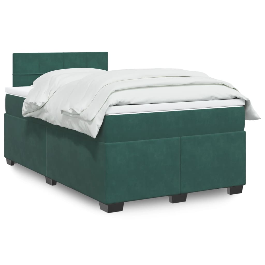 Boxspring met matras fluweel donkergroen 120x190 cm is nu te koop bij PeponiXL, paradijselijk wonen!