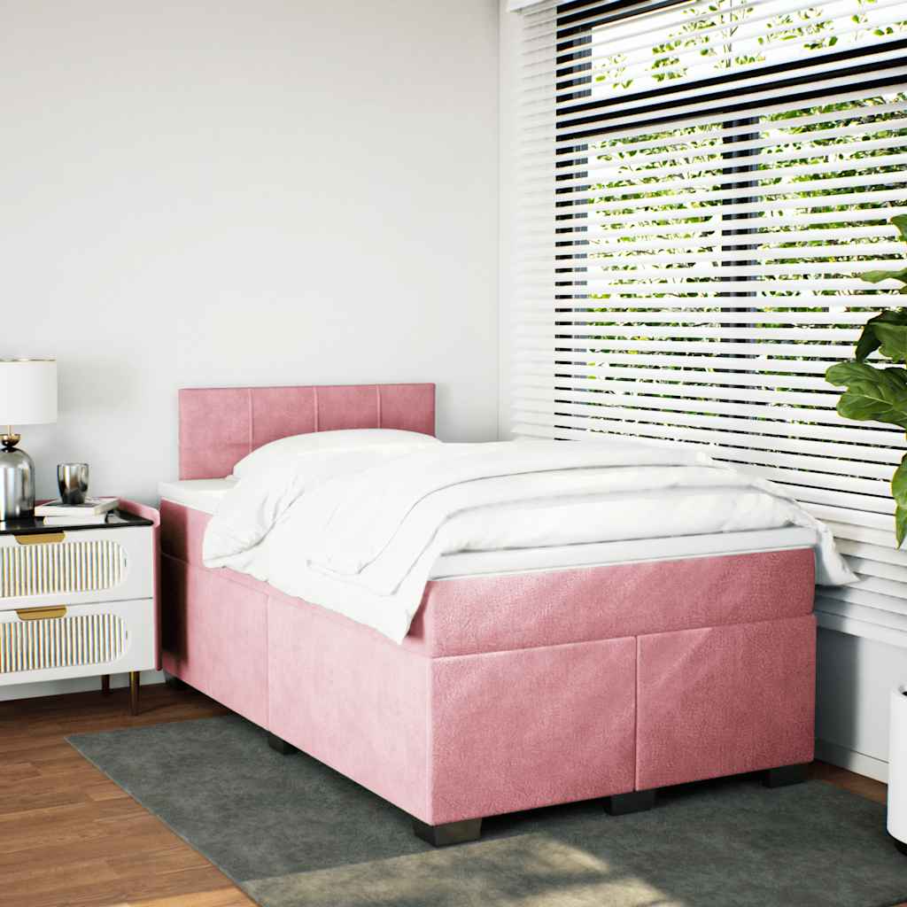 Boxspring met matras fluweel roze 120x190 cm is nu te koop bij PeponiXL, paradijselijk wonen!