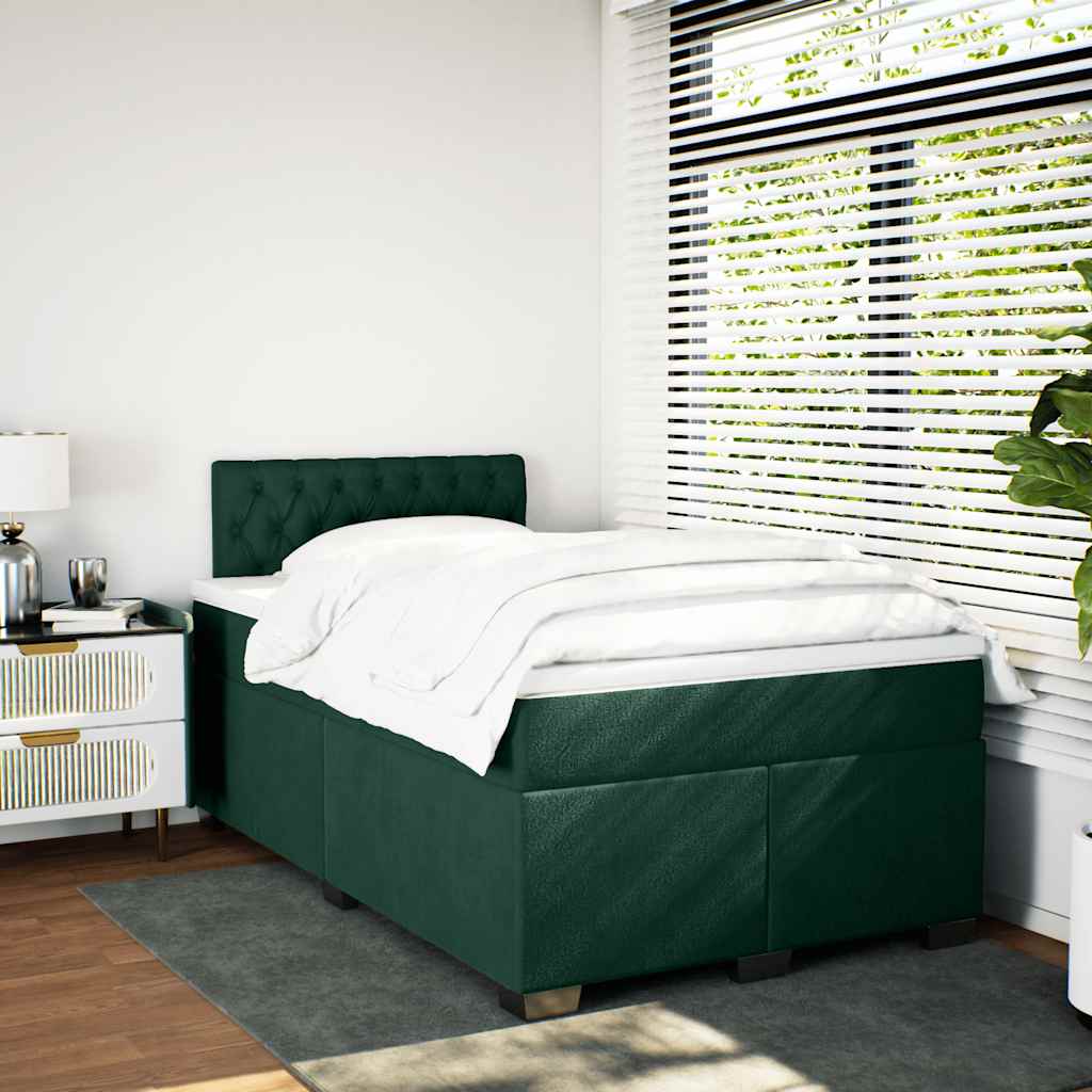 Boxspring met matras fluweel donkergroen 120x190 cm is nu te koop bij PeponiXL, paradijselijk wonen!