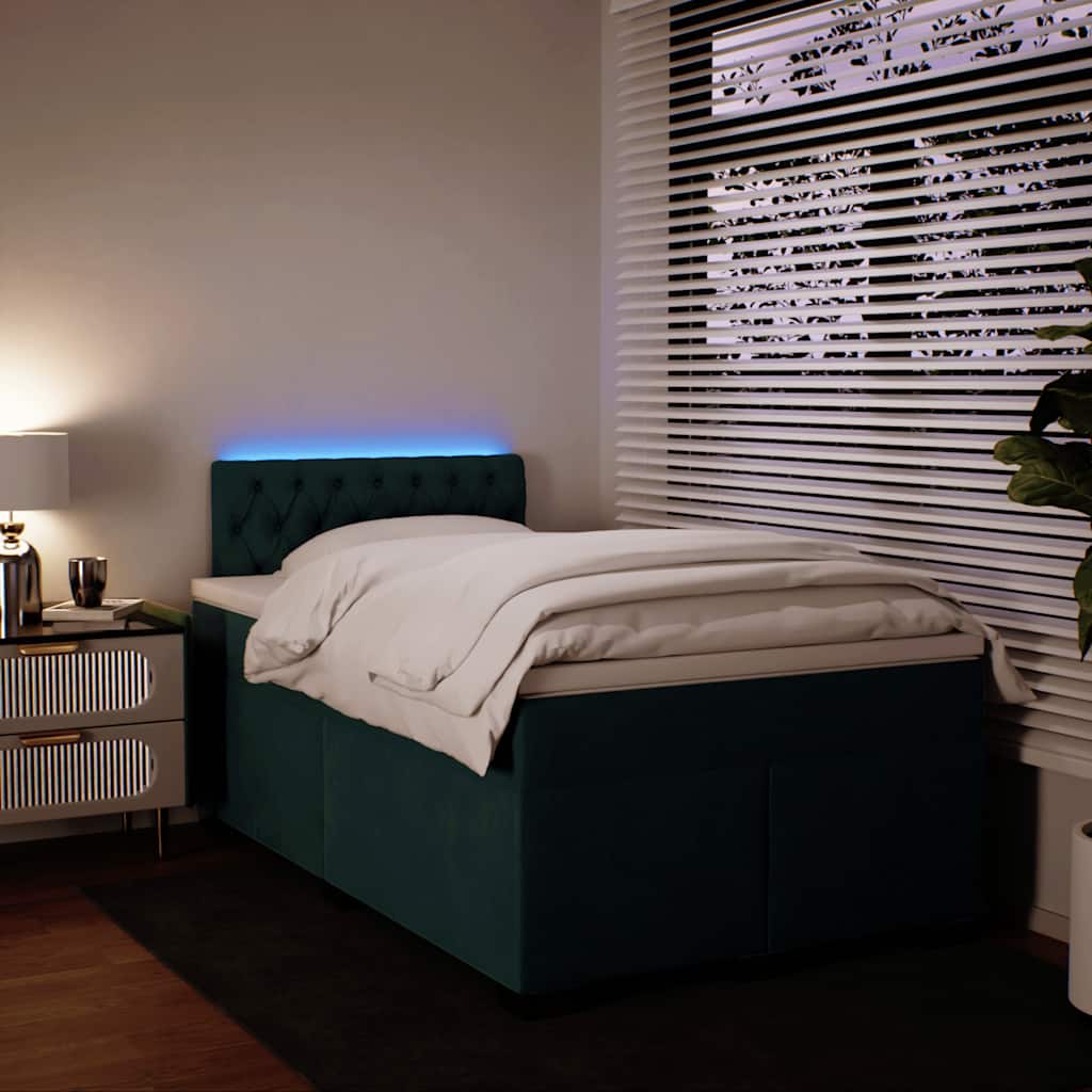 Boxspring met matras fluweel donkergroen 120x190 cm is nu te koop bij PeponiXL, paradijselijk wonen!