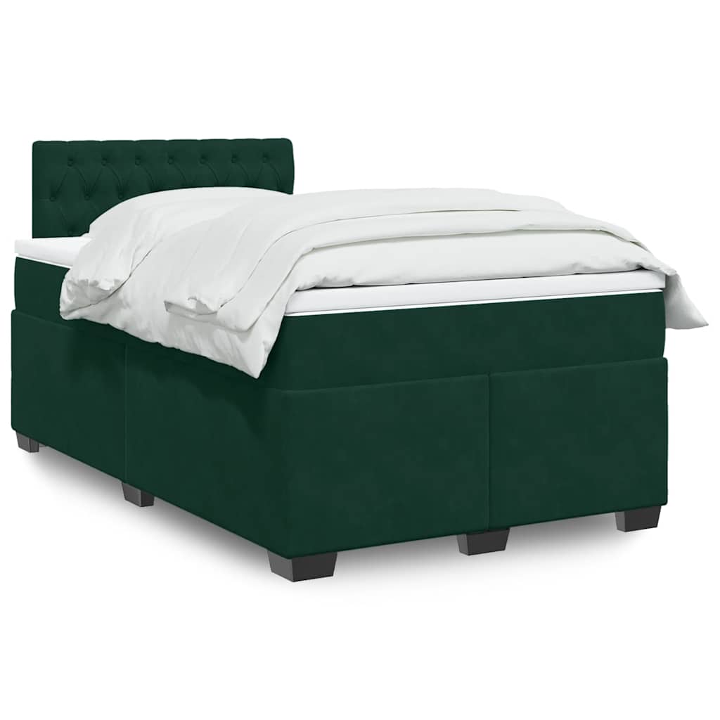 Boxspring met matras fluweel donkergroen 120x190 cm is nu te koop bij PeponiXL, paradijselijk wonen!