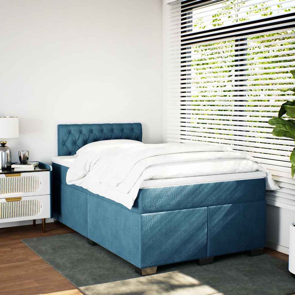 Boxspring met matras fluweel blauw 120x190 cm is nu te koop bij PeponiXL, paradijselijk wonen!