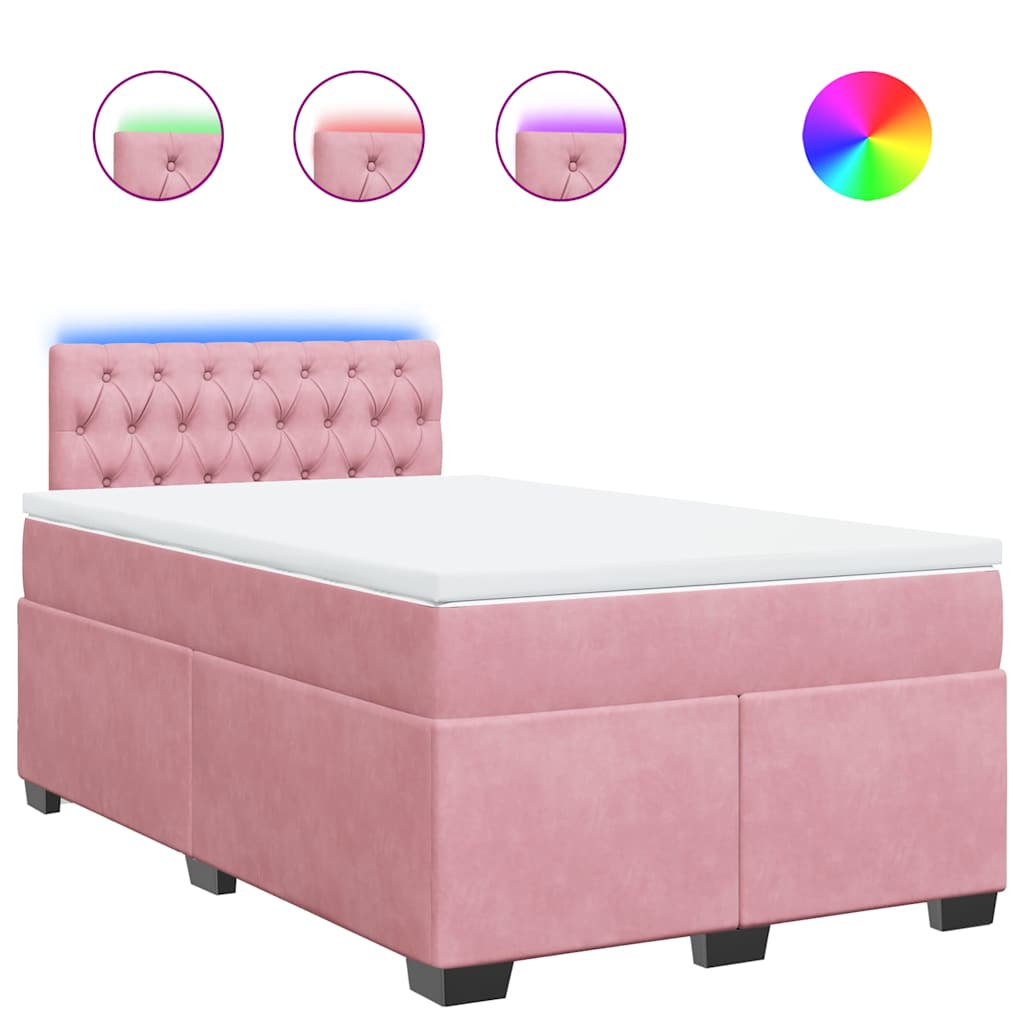 Boxspring met matras fluweel roze 120x190 cm is nu te koop bij PeponiXL, paradijselijk wonen!