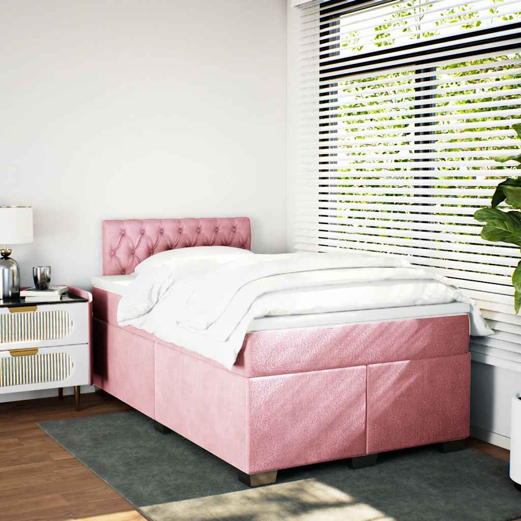 Boxspring met matras fluweel roze 120x190 cm is nu te koop bij PeponiXL, paradijselijk wonen!