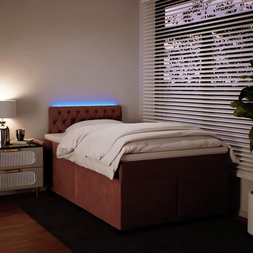 Boxspring met matras fluweel roze 120x190 cm is nu te koop bij PeponiXL, paradijselijk wonen!