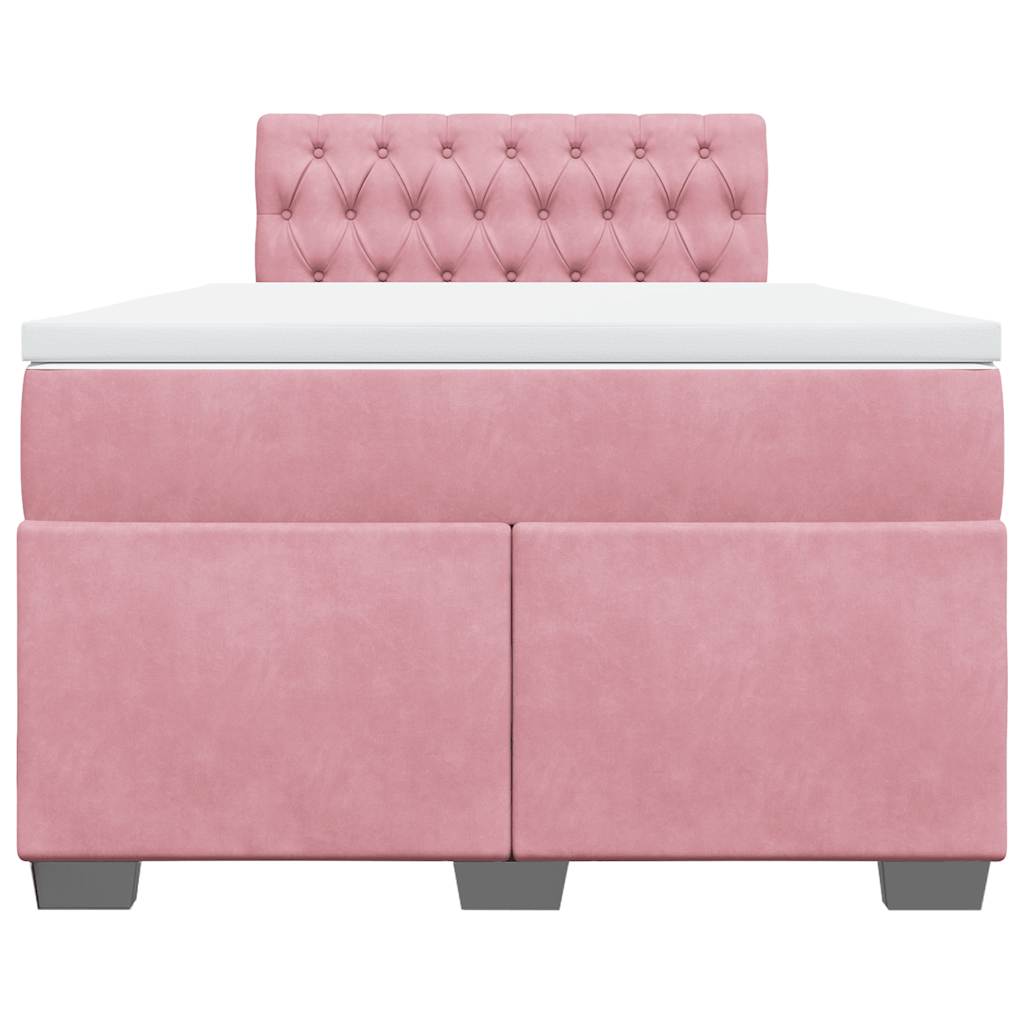 Boxspring met matras fluweel roze 120x190 cm is nu te koop bij PeponiXL, paradijselijk wonen!