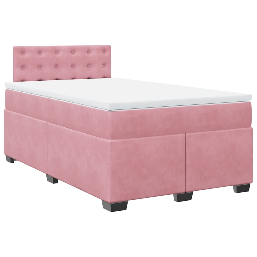 Boxspring met matras fluweel roze 120x190 cm is nu te koop bij PeponiXL, paradijselijk wonen!