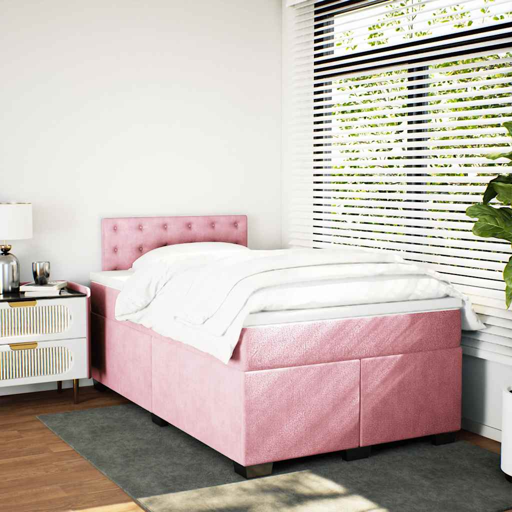 Boxspring met matras fluweel roze 120x190 cm is nu te koop bij PeponiXL, paradijselijk wonen!