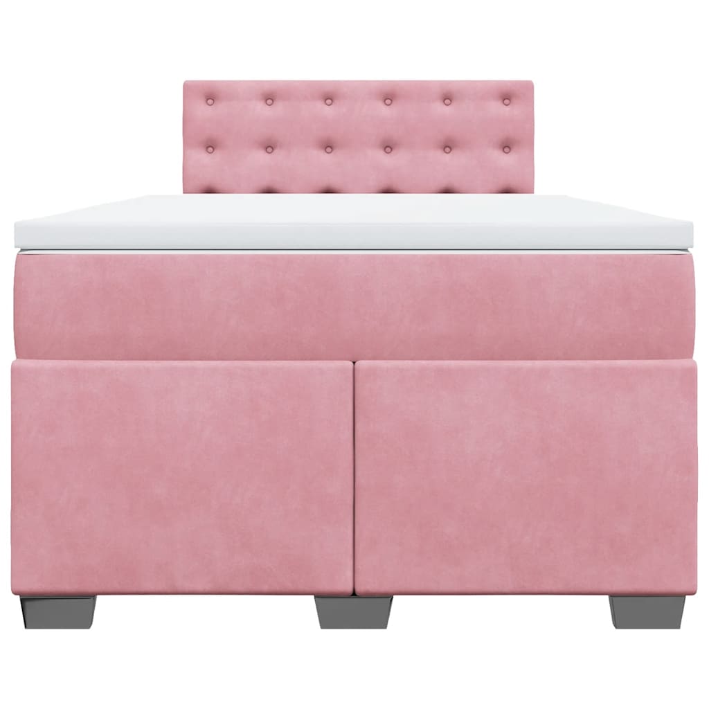 Boxspring met matras fluweel roze 120x190 cm is nu te koop bij PeponiXL, paradijselijk wonen!