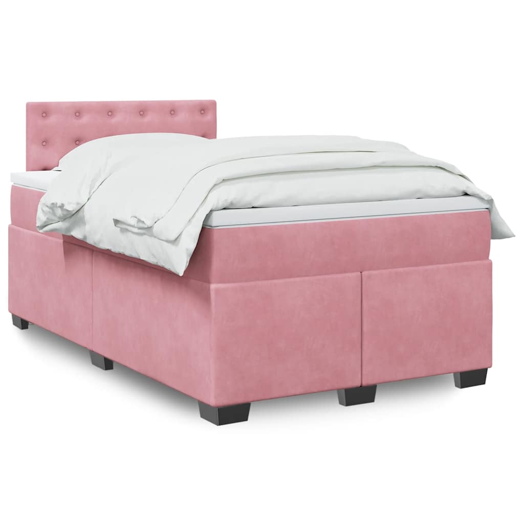 Boxspring met matras fluweel roze 120x190 cm is nu te koop bij PeponiXL, paradijselijk wonen!