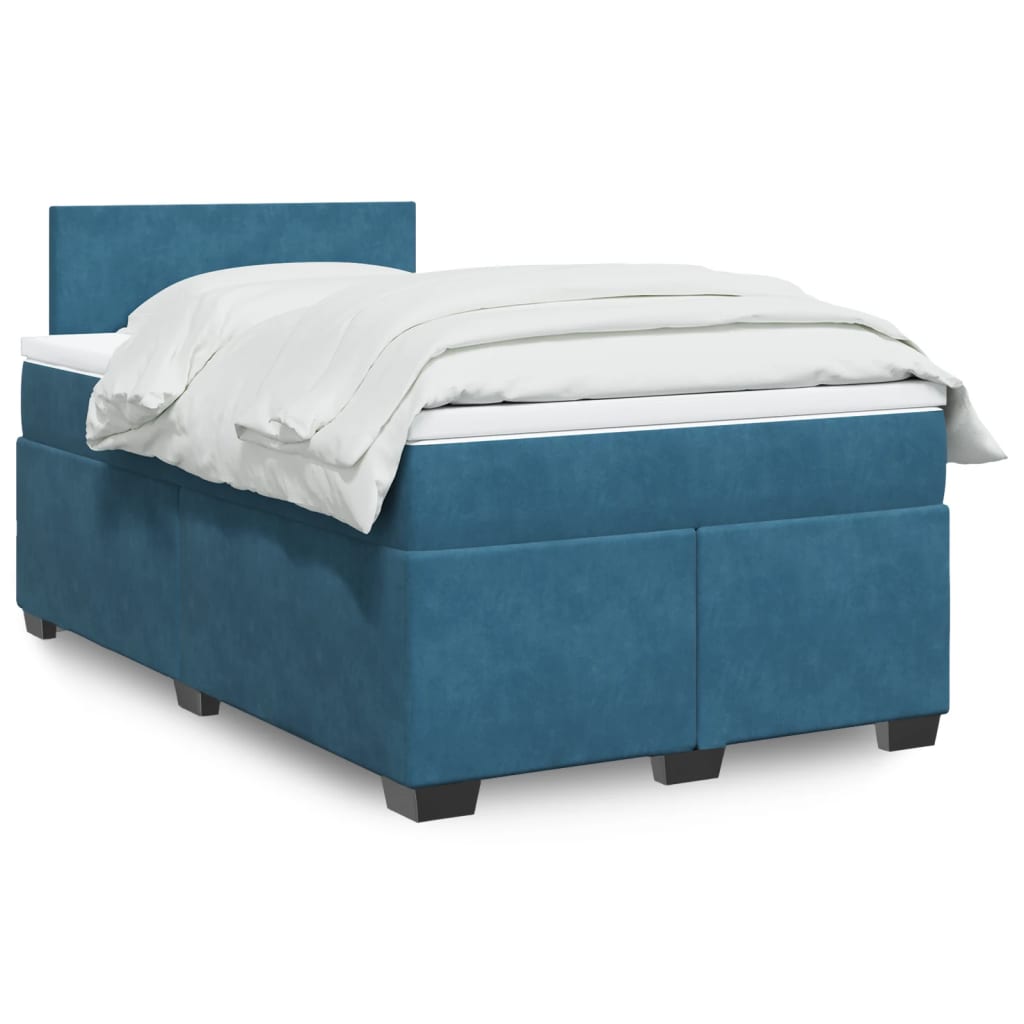 Boxspring met matras fluweel blauw 120x200 cm is nu te koop bij PeponiXL, paradijselijk wonen!