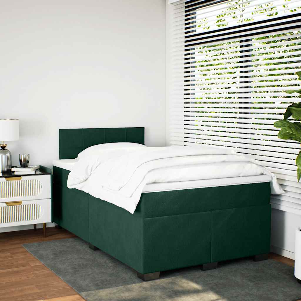 Boxspring met matras fluweel donkergroen 120x200 cm is nu te koop bij PeponiXL, paradijselijk wonen!