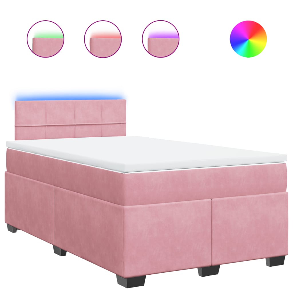 Boxspring met matras fluweel roze 120x200 cm is nu te koop bij PeponiXL, paradijselijk wonen!