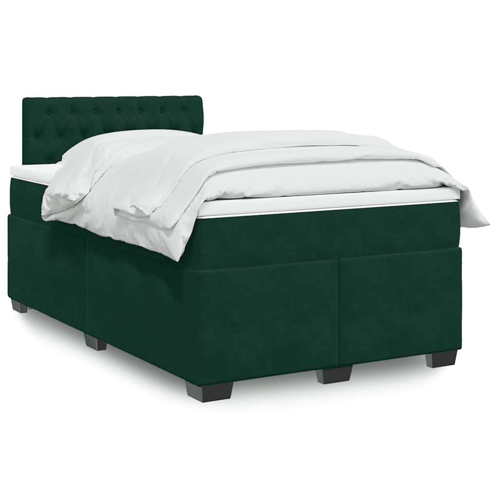 Boxspring met matras fluweel donkergroen 120x200 cm is nu te koop bij PeponiXL, paradijselijk wonen!