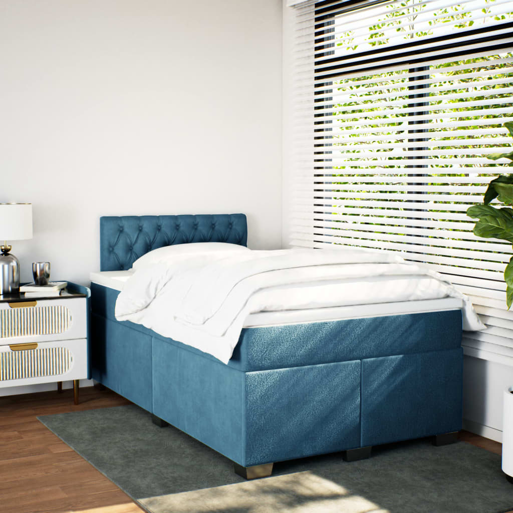 Boxspring met matras fluweel blauw 120x200 cm is nu te koop bij PeponiXL, paradijselijk wonen!