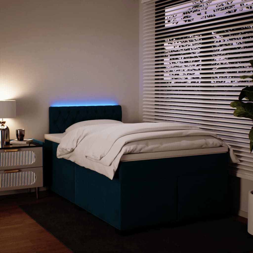 Boxspring met matras fluweel blauw 120x200 cm is nu te koop bij PeponiXL, paradijselijk wonen!