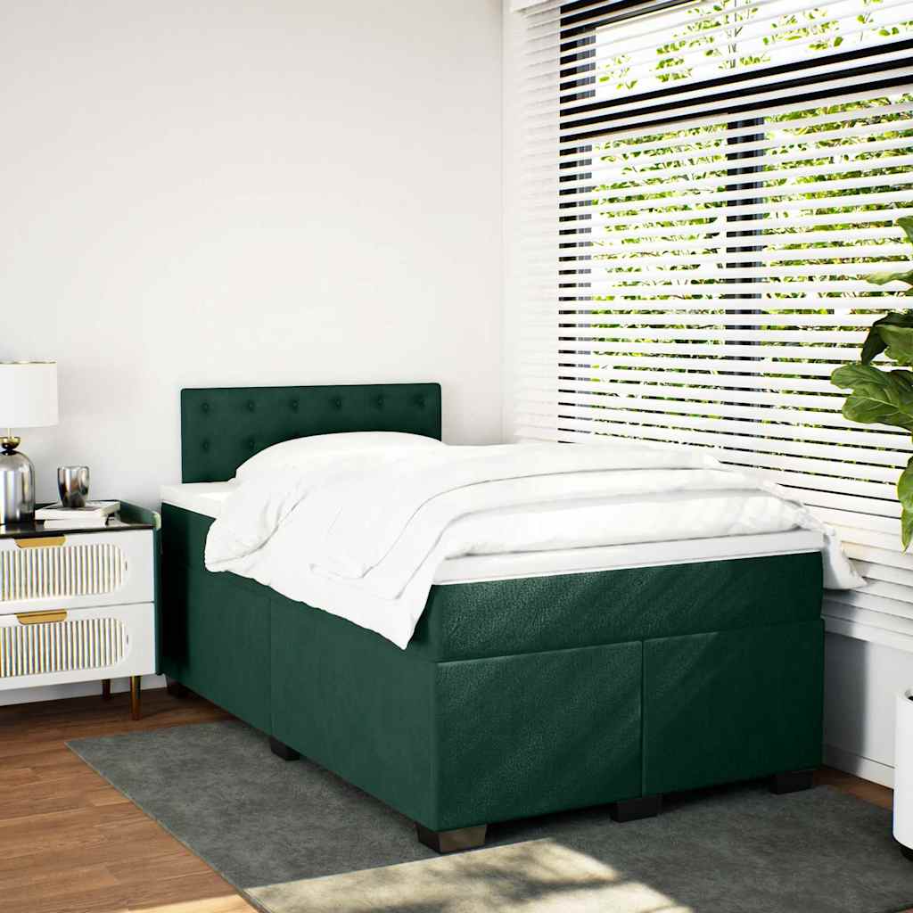 Boxspring met matras fluweel donkergroen 120x200 cm is nu te koop bij PeponiXL, paradijselijk wonen!
