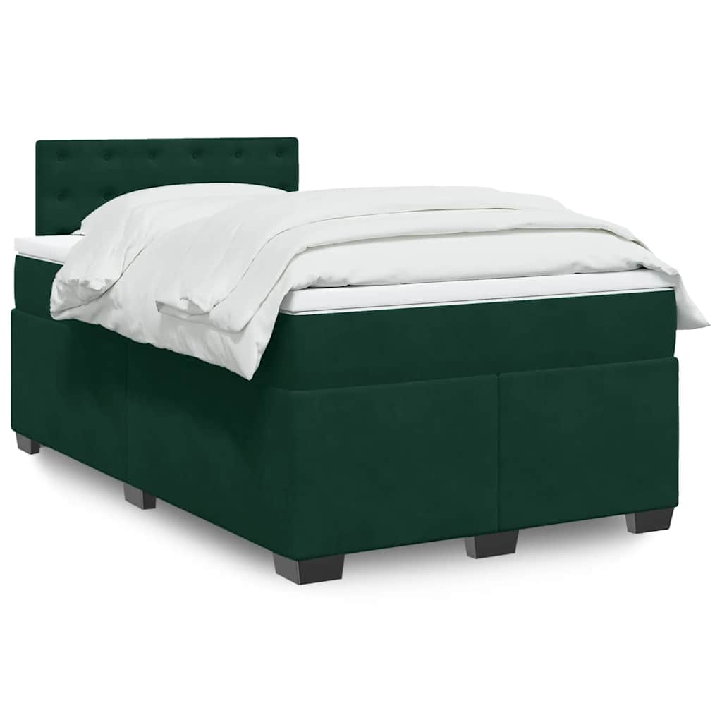 Boxspring met matras fluweel donkergroen 120x200 cm is nu te koop bij PeponiXL, paradijselijk wonen!