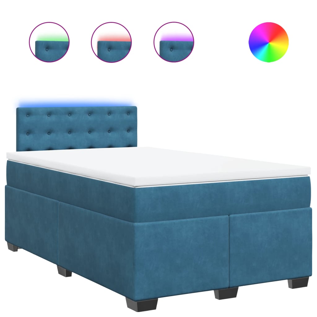 Boxspring met matras fluweel blauw 120x200 cm is nu te koop bij PeponiXL, paradijselijk wonen!