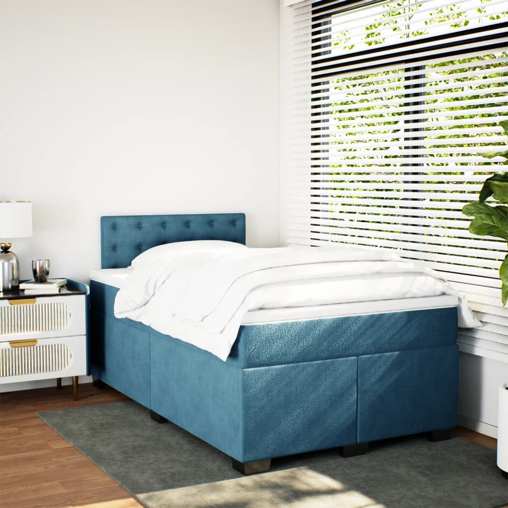 Boxspring met matras fluweel blauw 120x200 cm is nu te koop bij PeponiXL, paradijselijk wonen!
