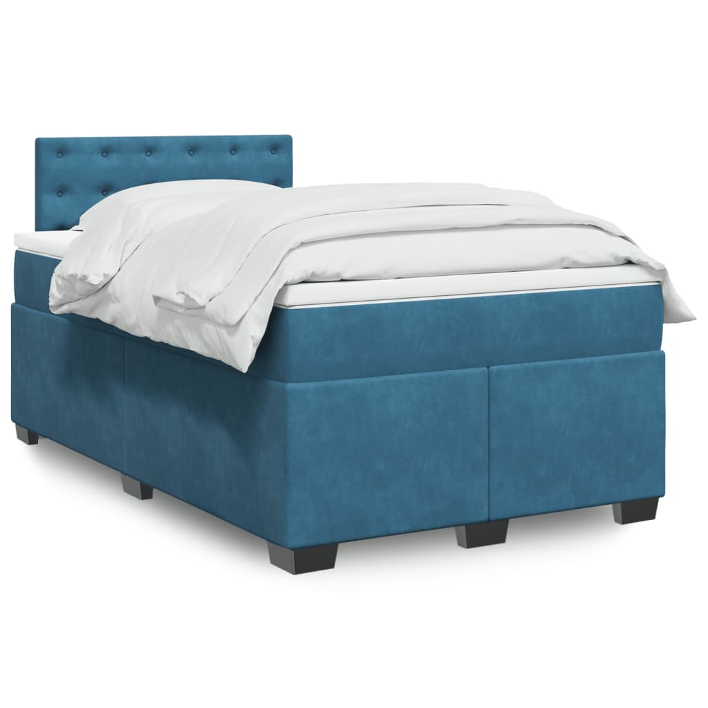 Boxspring met matras fluweel blauw 120x200 cm is nu te koop bij PeponiXL, paradijselijk wonen!