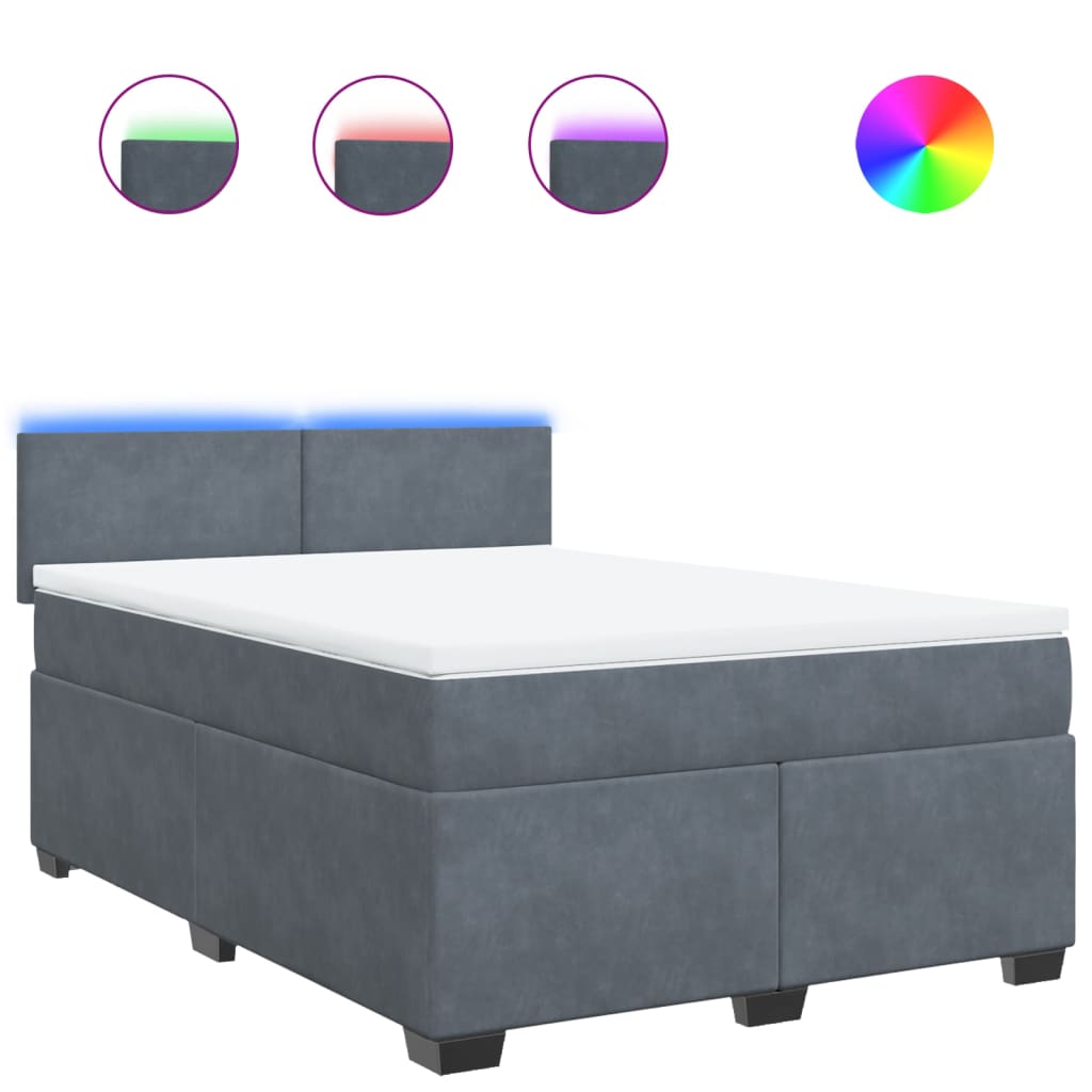 Boxspring met matras fluweel donkergrijs 140x190 cm is nu te koop bij PeponiXL, paradijselijk wonen!