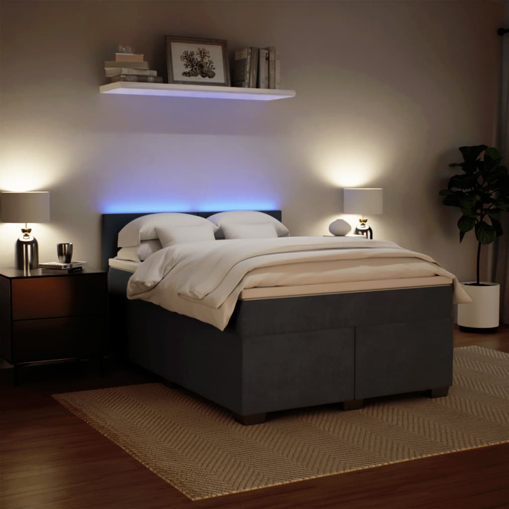 Boxspring met matras fluweel donkergrijs 140x190 cm is nu te koop bij PeponiXL, paradijselijk wonen!
