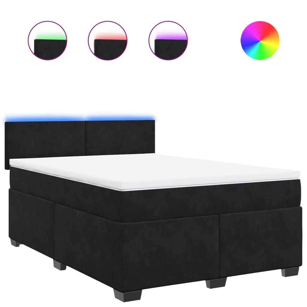 Boxspring met matras fluweel zwart 140x190 cm is nu te koop bij PeponiXL, paradijselijk wonen!