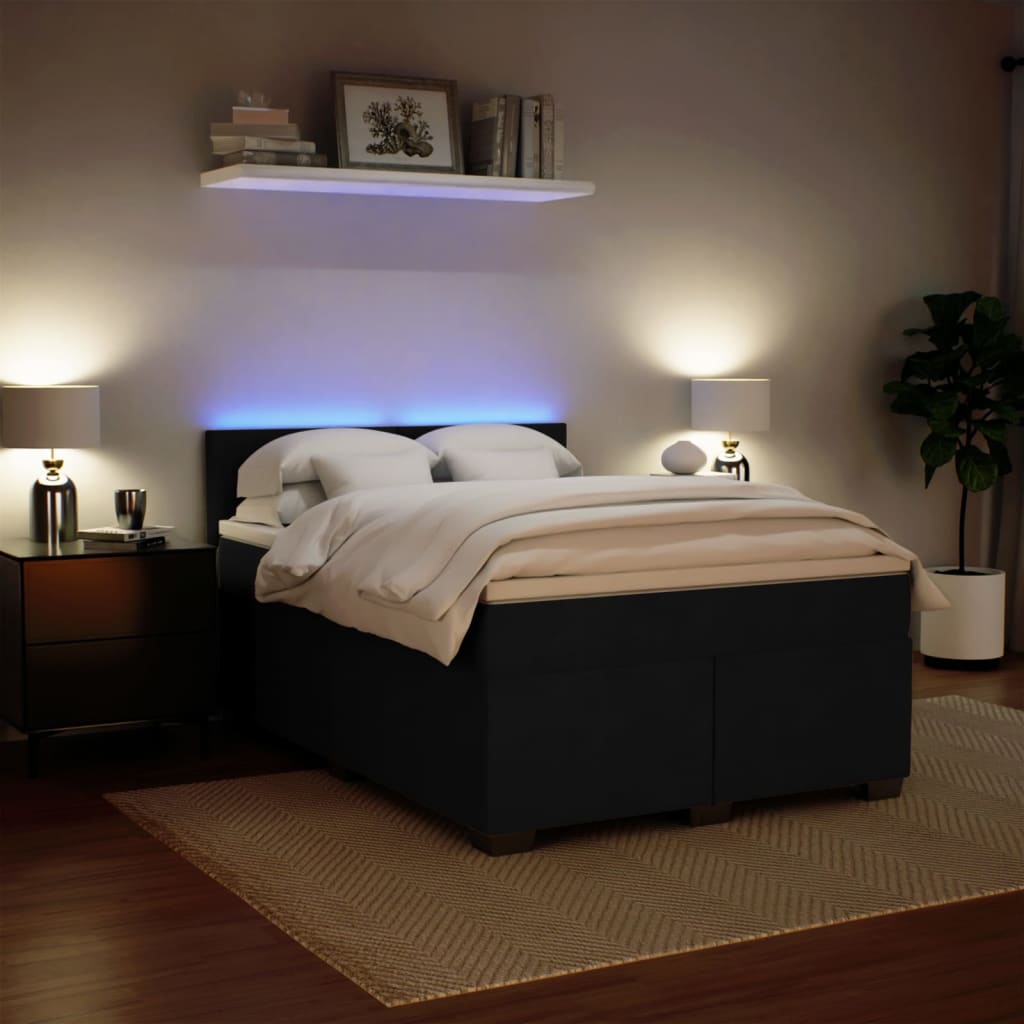 Boxspring met matras fluweel zwart 140x190 cm is nu te koop bij PeponiXL, paradijselijk wonen!