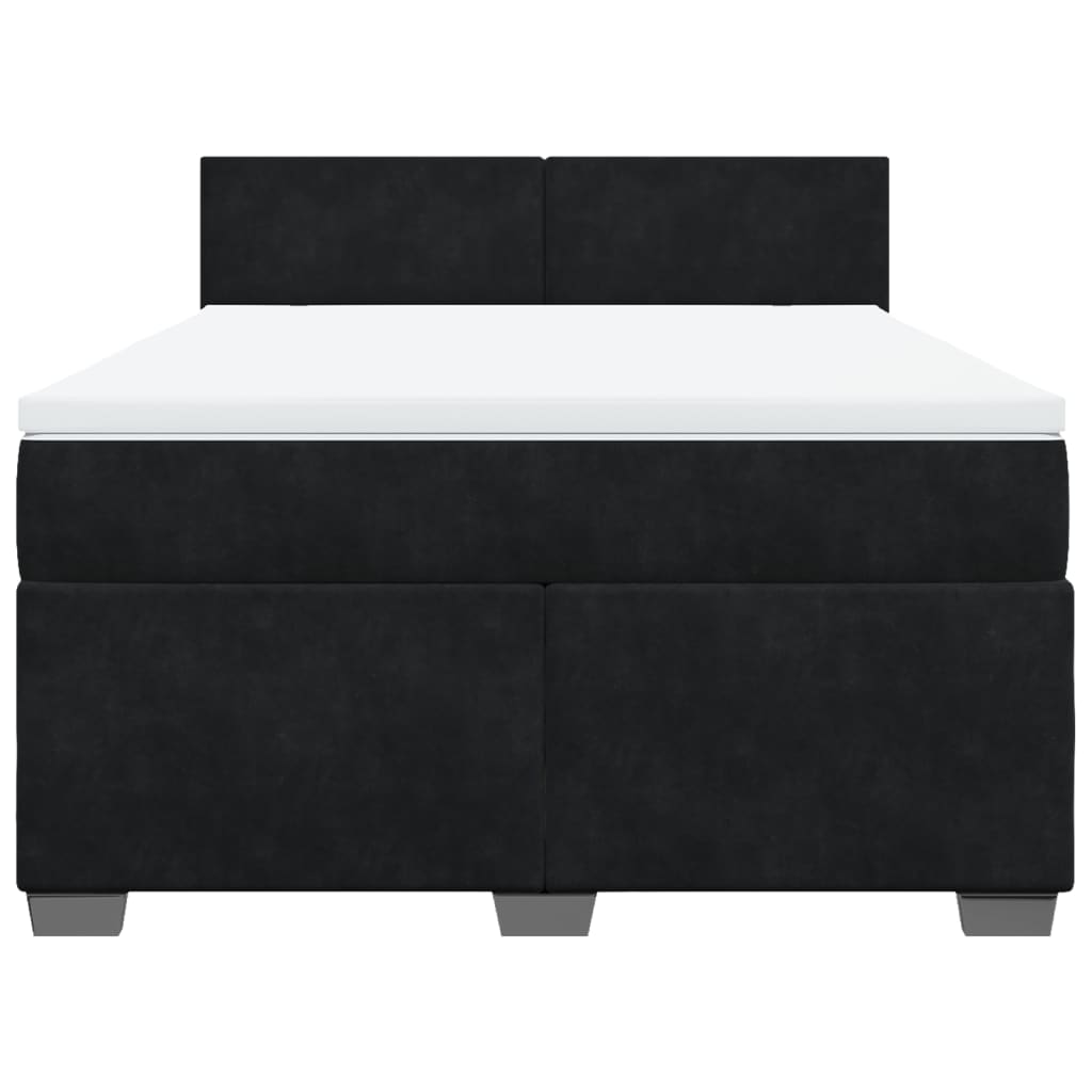 Boxspring met matras fluweel zwart 140x190 cm is nu te koop bij PeponiXL, paradijselijk wonen!