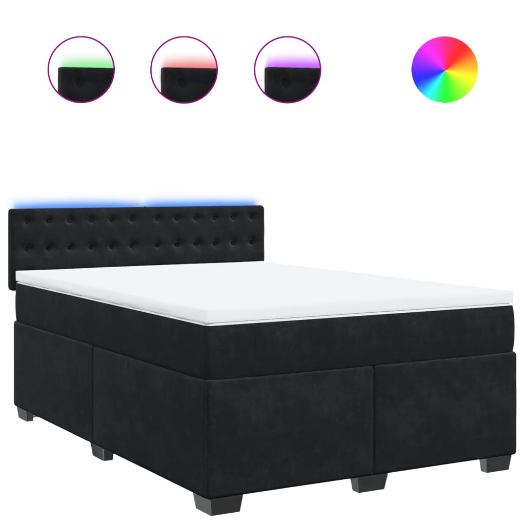 Boxspring met matras fluweel zwart 140x190 cm is nu te koop bij PeponiXL, paradijselijk wonen!