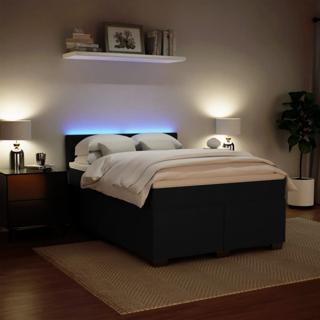 Boxspring met matras fluweel zwart 140x190 cm is nu te koop bij PeponiXL, paradijselijk wonen!