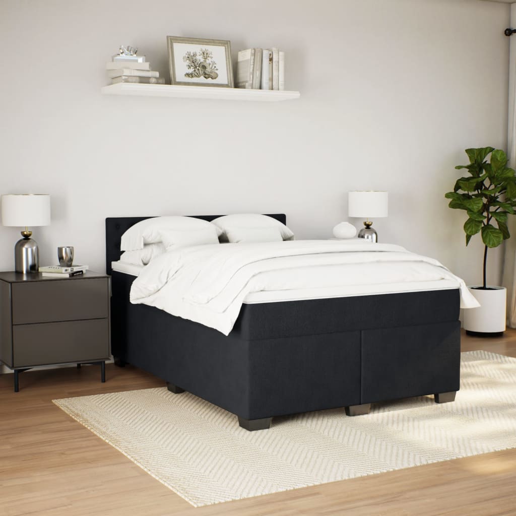 Boxspring met matras fluweel zwart 140x190 cm is nu te koop bij PeponiXL, paradijselijk wonen!