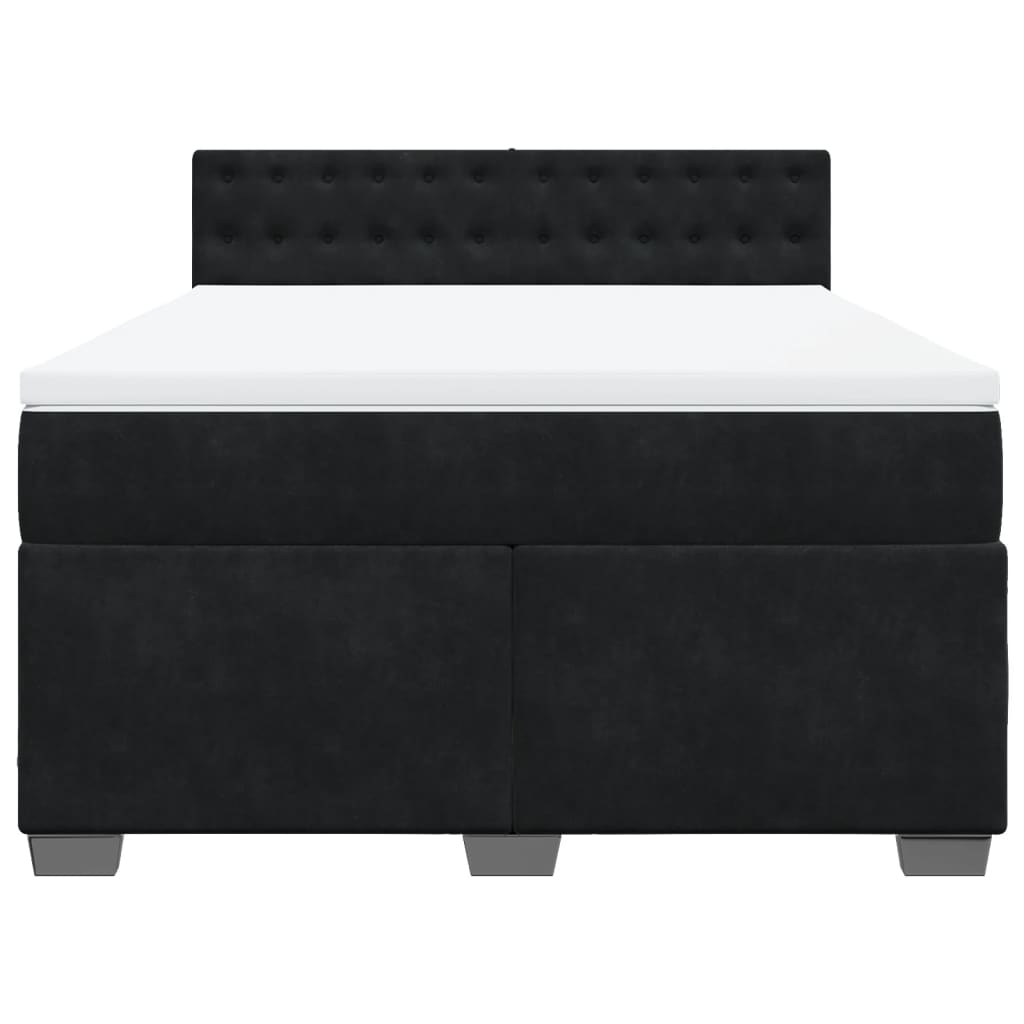 Boxspring met matras fluweel zwart 140x190 cm is nu te koop bij PeponiXL, paradijselijk wonen!