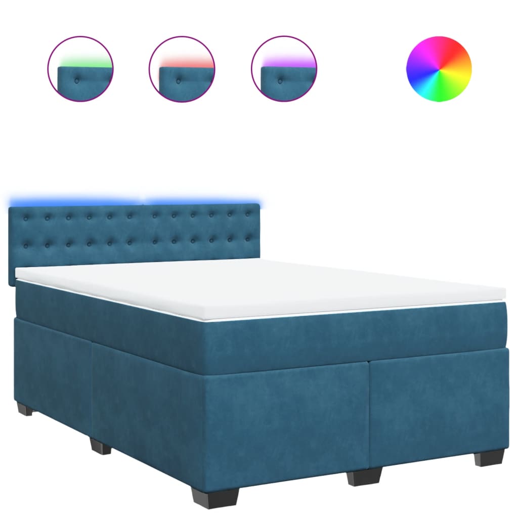 Boxspring met matras fluweel blauw 140x190 cm is nu te koop bij PeponiXL, paradijselijk wonen!