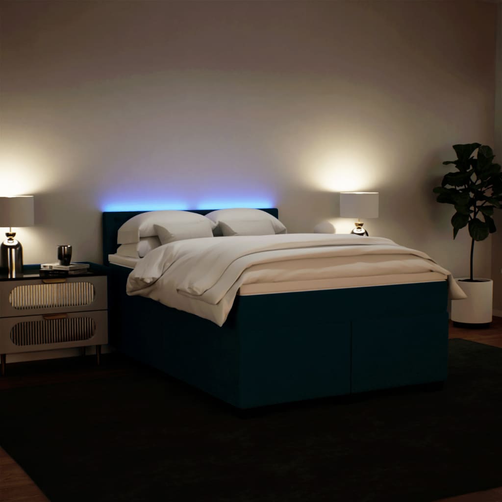 Boxspring met matras fluweel blauw 140x190 cm is nu te koop bij PeponiXL, paradijselijk wonen!