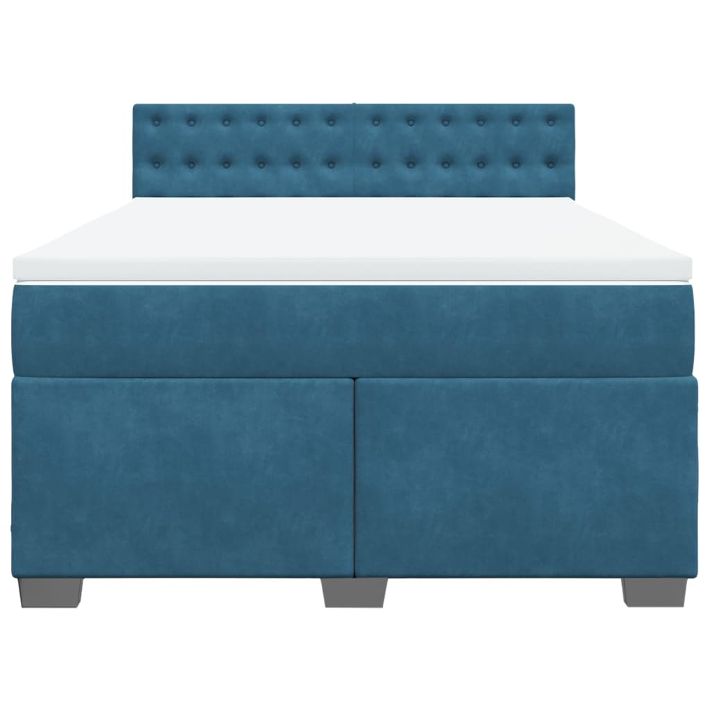 Boxspring met matras fluweel blauw 140x190 cm is nu te koop bij PeponiXL, paradijselijk wonen!