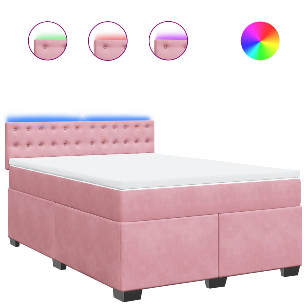 Boxspring met matras fluweel roze 140x190 cm is nu te koop bij PeponiXL, paradijselijk wonen!