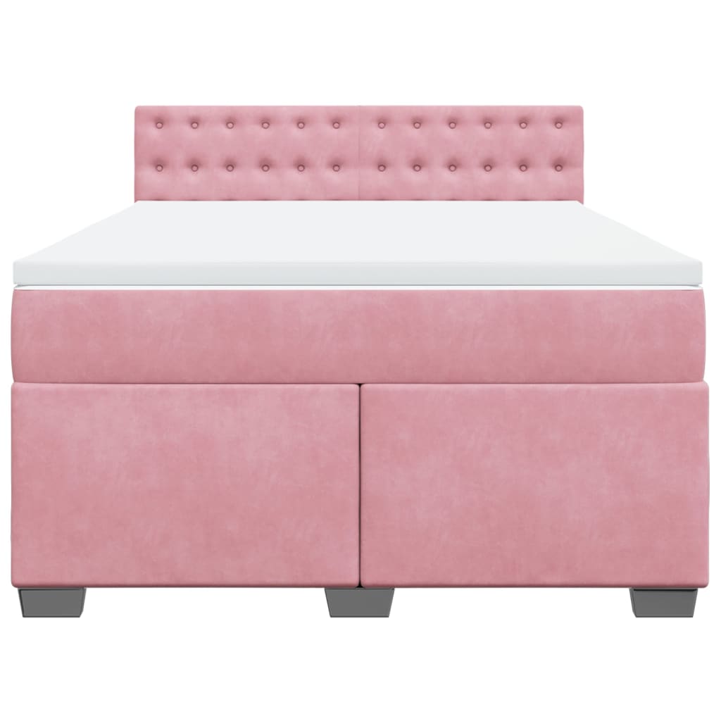Boxspring met matras fluweel roze 140x190 cm is nu te koop bij PeponiXL, paradijselijk wonen!
