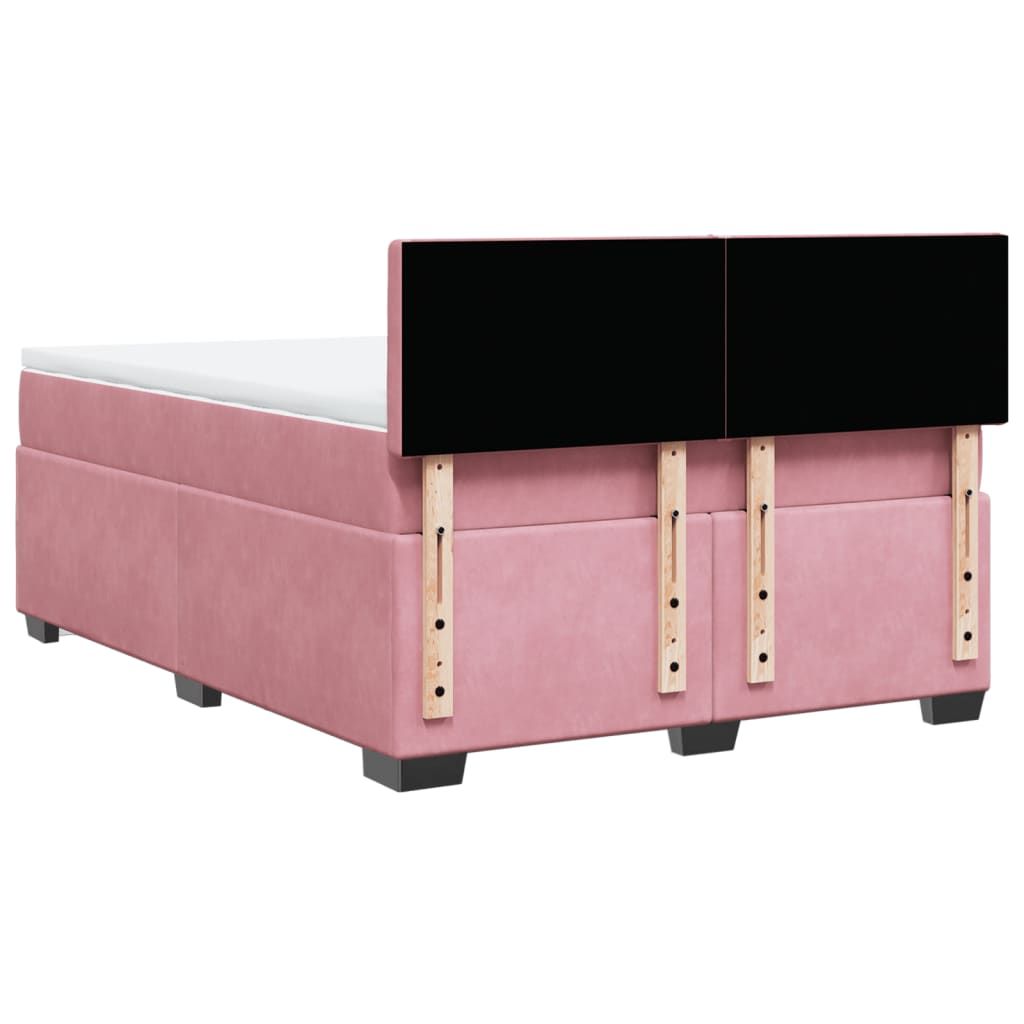 Boxspring met matras fluweel roze 140x190 cm is nu te koop bij PeponiXL, paradijselijk wonen!
