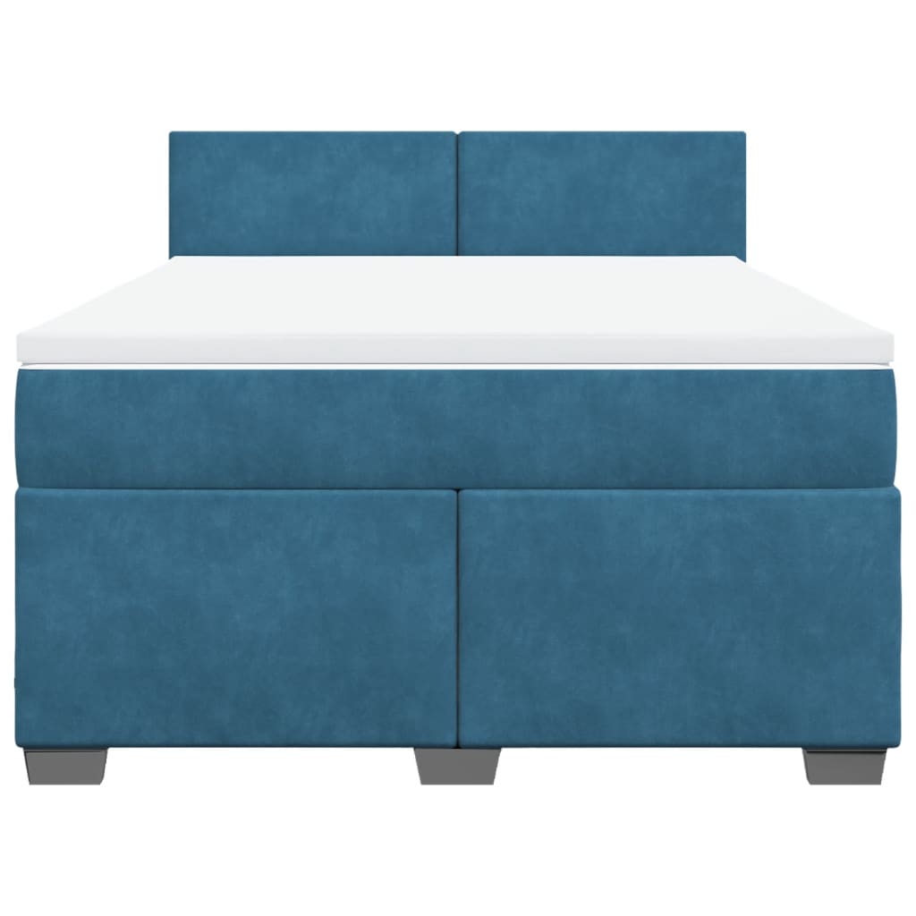Boxspring met matras fluweel blauw 140x200 cm is nu te koop bij PeponiXL, paradijselijk wonen!