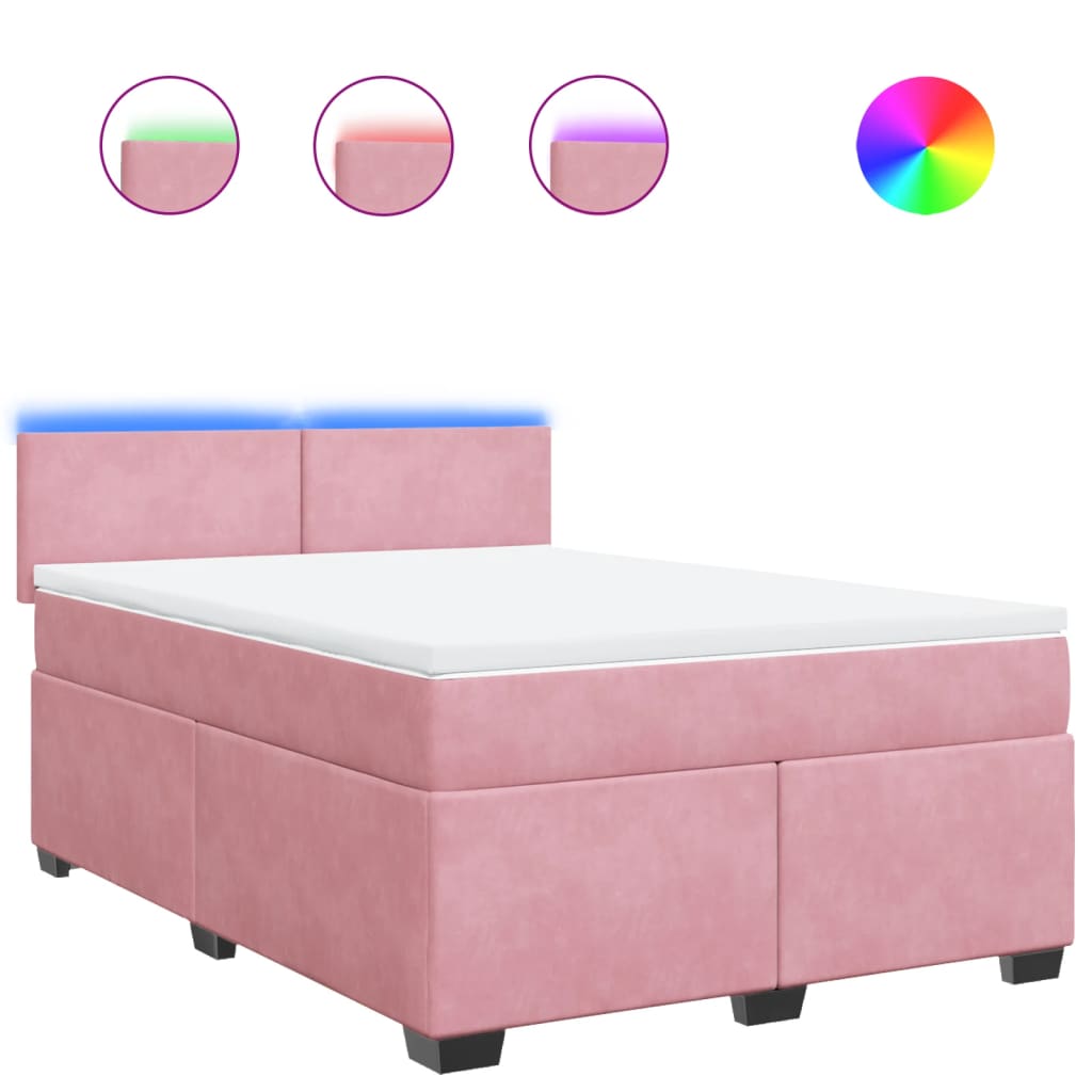 Boxspring met matras fluweel roze 140x200 cm is nu te koop bij PeponiXL, paradijselijk wonen!