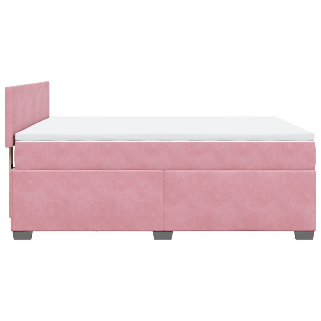 Boxspring met matras fluweel roze 140x200 cm is nu te koop bij PeponiXL, paradijselijk wonen!
