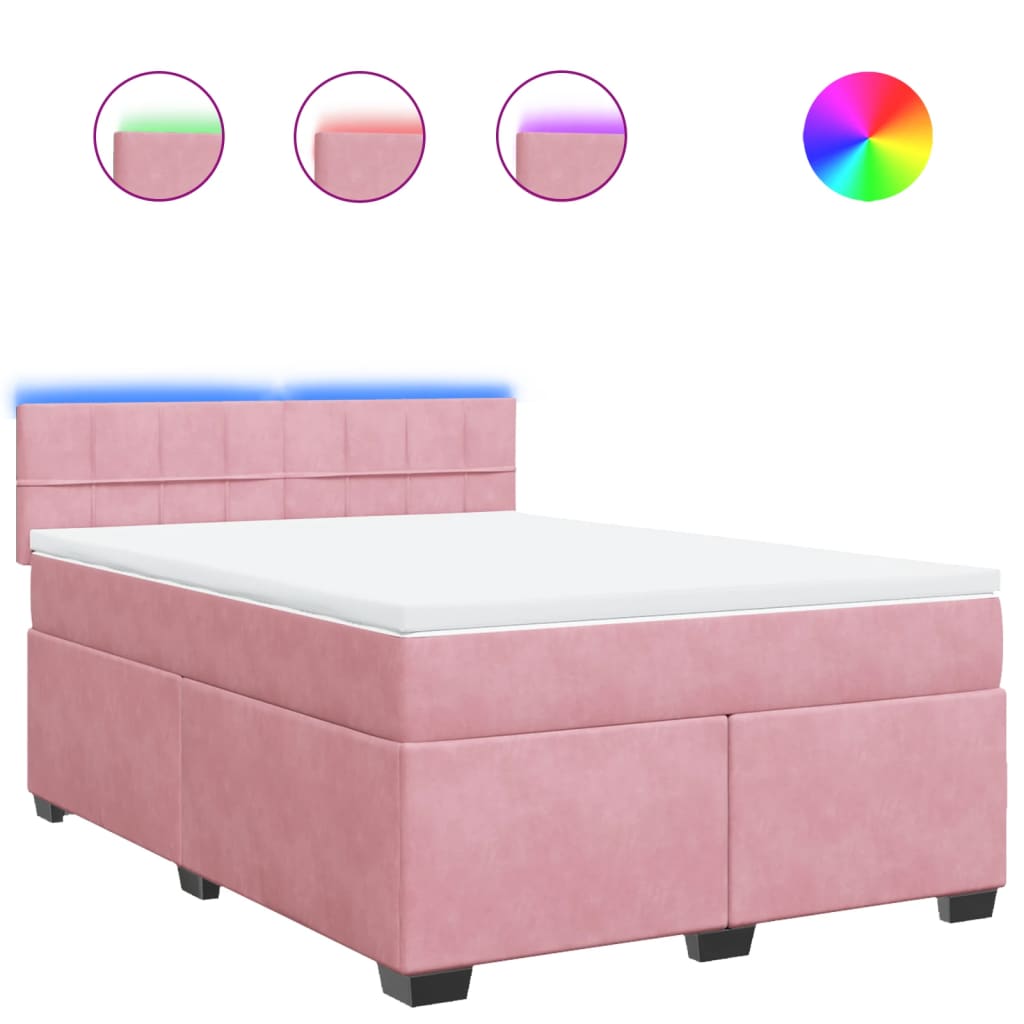 Boxspring met matras fluweel roze 140x200 cm is nu te koop bij PeponiXL, paradijselijk wonen!