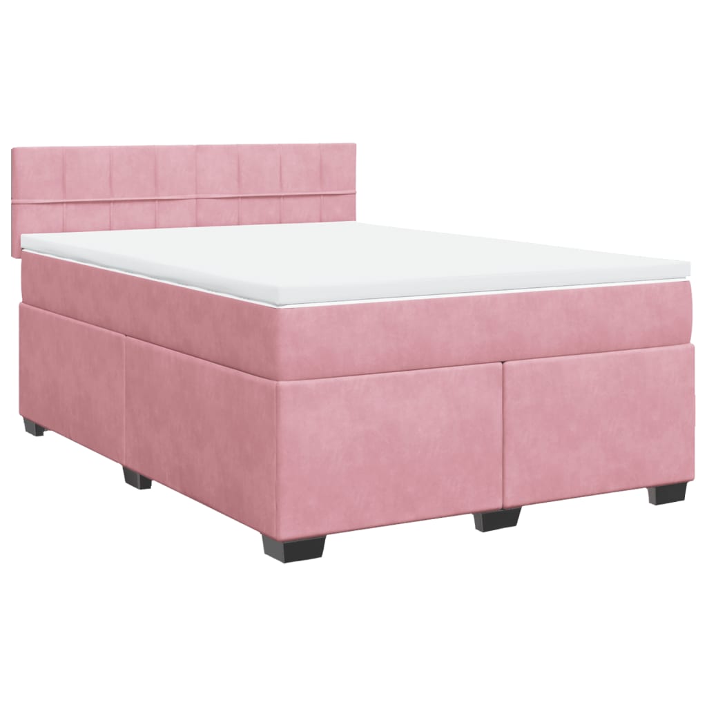 Boxspring met matras fluweel roze 140x200 cm is nu te koop bij PeponiXL, paradijselijk wonen!